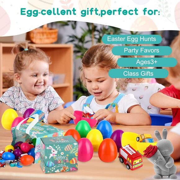 Easter Eggs with Toys Inside, 12 Pack Plastic Prefilled Easter Eggs Fillers - Picture 4 of 6